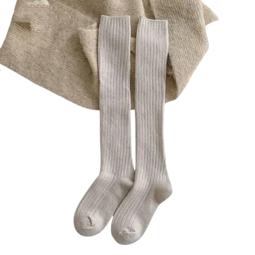 XOJSSLKX Kniestrümpfe Damen Farben Socken Muster Lange Strümpfe Socks Lange Socken Damen OneSize Beige von XOJSSLKX