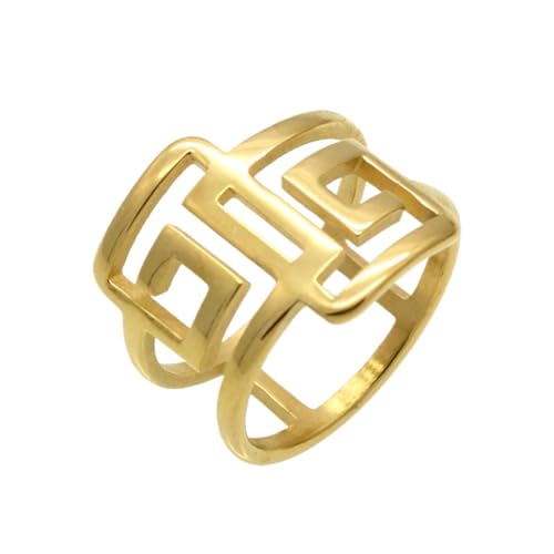 XOJSSLKX Ring Ringe Damen Bijouterie Herren Geometrischer Ring Für Frauen 7 Gold von XOJSSLKX