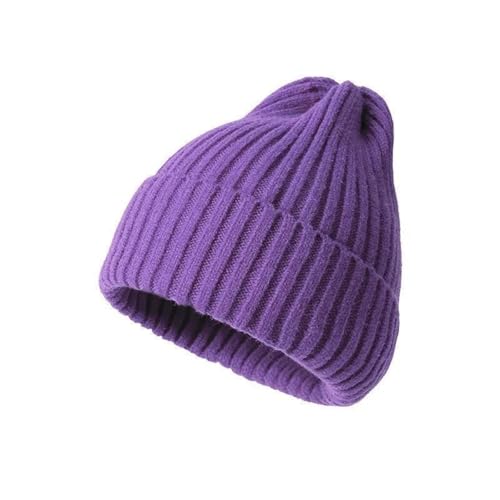 XOJSSLKX Strickmützen Hüte Mützen Caps Beanie Mütze Beanie Damen Herren Mütze Strick Lila von XOJSSLKX