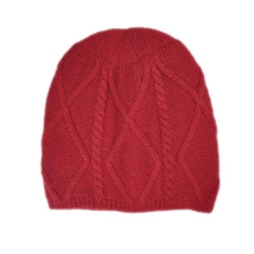 XOJSSLKX Strickmützen Hüte Mützen Caps Beanie Mütze Beanie Damen Herren Mütze Strick OneSize Rot von XOJSSLKX