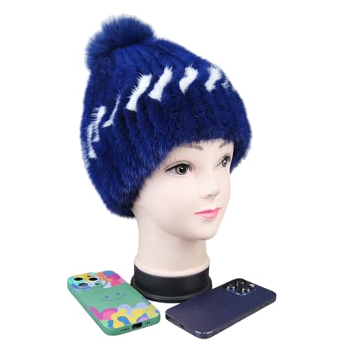 XOJSSLKX Strickmützen Hüte Mützen Caps Beanie Mütze Beanie Damen Mütze Strick Goodelastic Blauweiß von XOJSSLKX