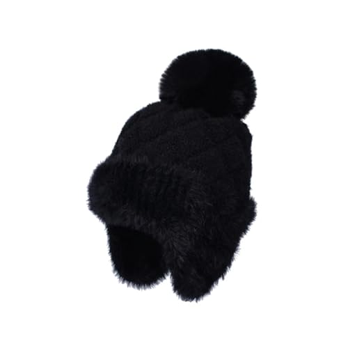 XOJSSLKX Strickmützen Hüte Mützen Caps Beanie Mütze Beanie Damen Strickmütze 55-60Cm Schwarz von XOJSSLKX