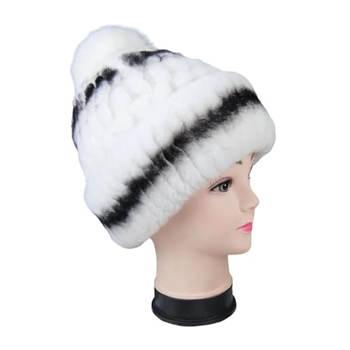 XOJSSLKX Strickmützen Hüte Mützen Caps Beanie Mütze Beanie Damen Strickmütze Goodelastic Weißschwarz von XOJSSLKX