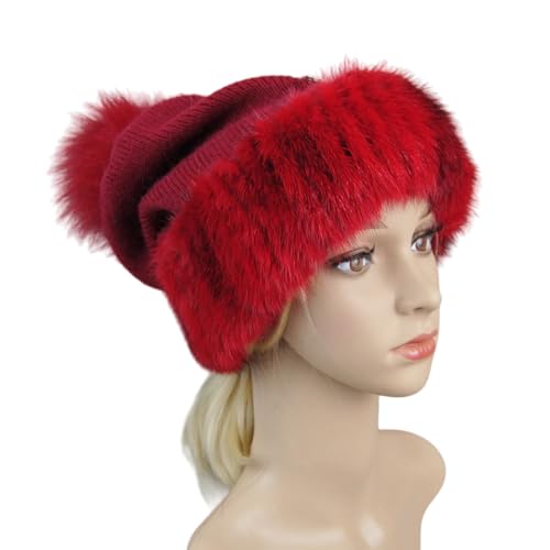 XOJSSLKX Strickmützen Hüte Mützen Caps Beanie Mütze Beanie Damen Strickmütze Goodelasticity Rot von XOJSSLKX