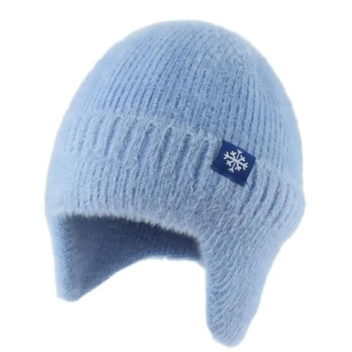 XOJSSLKX Strickmützen Hüte Mützen Caps Beanie Mütze Beanie Damen Strickmütze Kopf 55-59Cm Blau von XOJSSLKX