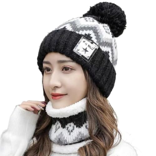 XOJSSLKX Strickmützen Hüte Mützen Caps Beanie Mütze Beanie Damen Strickmützen Schwarz von XOJSSLKX