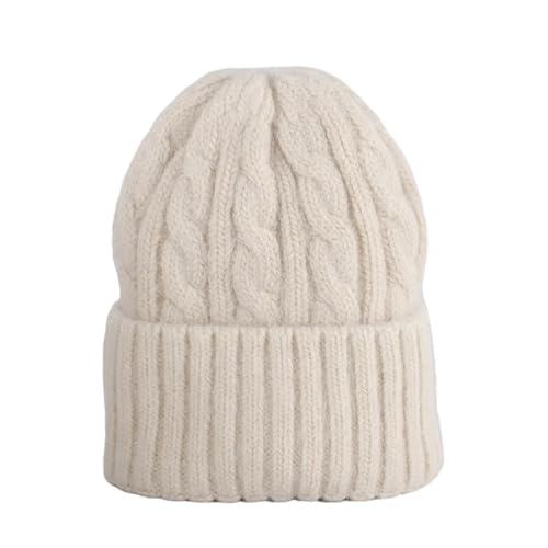 XOJSSLKX Strickmützen Hüte Mützen Caps Beanie Mütze Beanie Damenmütze Gestrickt 56-60Cm Beige von XOJSSLKX