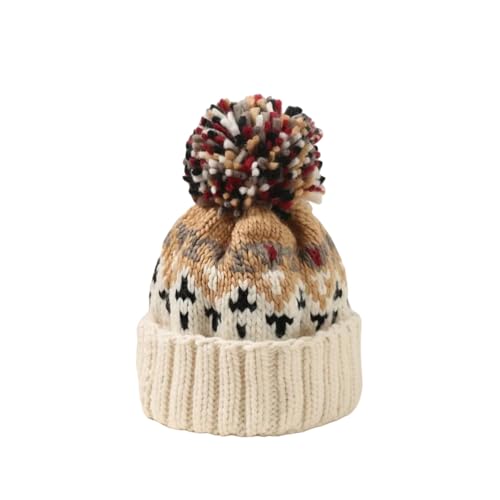 XOJSSLKX Strickmützen Hüte Mützen Caps Beanie Mütze Beanie Damenmütze Strickmütze 56-58Cm Beige von XOJSSLKX