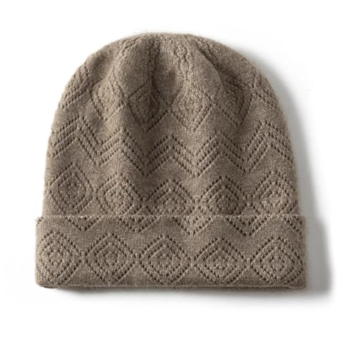 XOJSSLKX Strickmützen Hüte Mützen Caps Beanie Mütze Beanie Hohlstrickmütze Für Damen OneSize Camel von XOJSSLKX