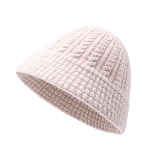 XOJSSLKX Strickmützen Hüte Mützen Caps Beanie Mütze Beanie Mütze Damen Strick Beige von XOJSSLKX