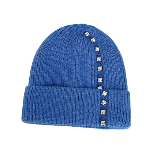 XOJSSLKX Strickmützen Hüte Mützen Caps Beanie Mütze Beanie Mütze Damen Strick Blau von XOJSSLKX