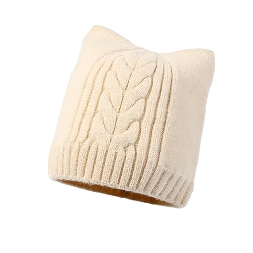 XOJSSLKX Strickmützen Hüte Mützen Caps Beanie Mütze Beanie Mütze Damen Strick Einheitsgröße Beige von XOJSSLKX