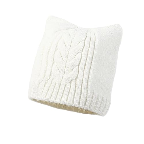 XOJSSLKX Strickmützen Hüte Mützen Caps Beanie Mütze Beanie Mütze Damen Strick Einheitsgröße Weiss von XOJSSLKX