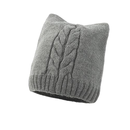 XOJSSLKX Strickmützen Hüte Mützen Caps Beanie Mütze Beanie Mütze Damen Strick OneSize Grau von XOJSSLKX