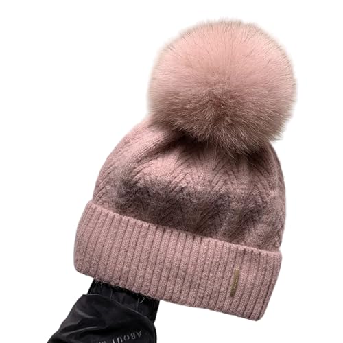 XOJSSLKX Strickmützen Hüte Mützen Caps Beanie Mütze Beanie Mütze Damen Strick Rosa von XOJSSLKX