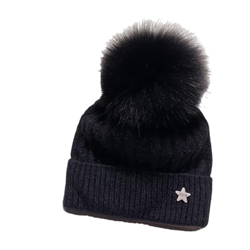 XOJSSLKX Strickmützen Hüte Mützen Caps Beanie Mütze Beanie Mütze Damen Strick Schwarz von XOJSSLKX