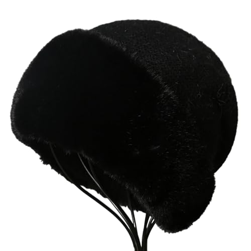 XOJSSLKX Strickmützen Hüte Mützen Caps Beanie Mütze Beanie Mütze Damen Strick Schwarz von XOJSSLKX