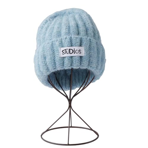 XOJSSLKX Strickmützen Hüte Mützen Caps Beanie Mütze Beanie Mütze Strick Damen 56-58Cm Blau von XOJSSLKX