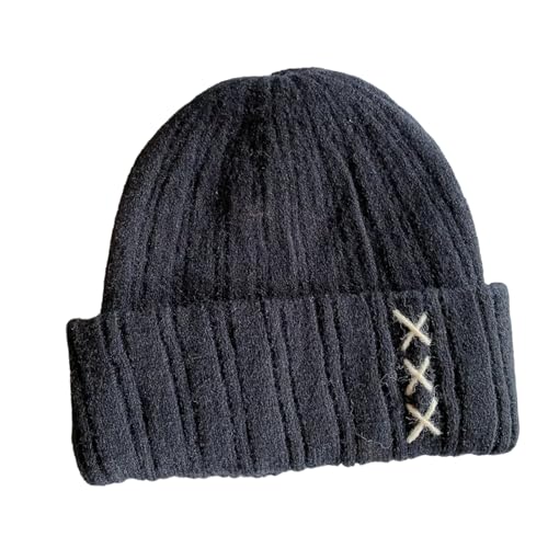 XOJSSLKX Strickmützen Hüte Mützen Caps Beanie Mütze Beanie Strickmütze Damen 54-60 Dunkelgrau von XOJSSLKX