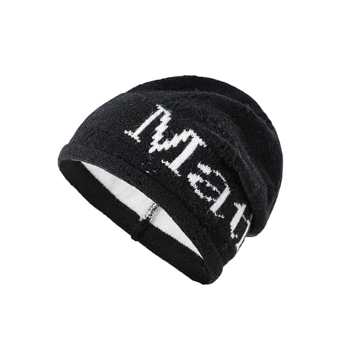 XOJSSLKX Strickmützen Hüte Mützen Caps Beanie Mütze Beanie Strickmütze Damen 55-59Cm Schwarz von XOJSSLKX