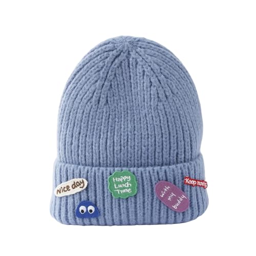 XOJSSLKX Strickmützen Hüte Mützen Caps Beanie Mütze Beanie Strickmütze Damen 56-58Cm Blau von XOJSSLKX