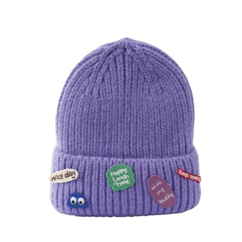 XOJSSLKX Strickmützen Hüte Mützen Caps Beanie Mütze Beanie Strickmütze Damen 56-58Cm Lila von XOJSSLKX