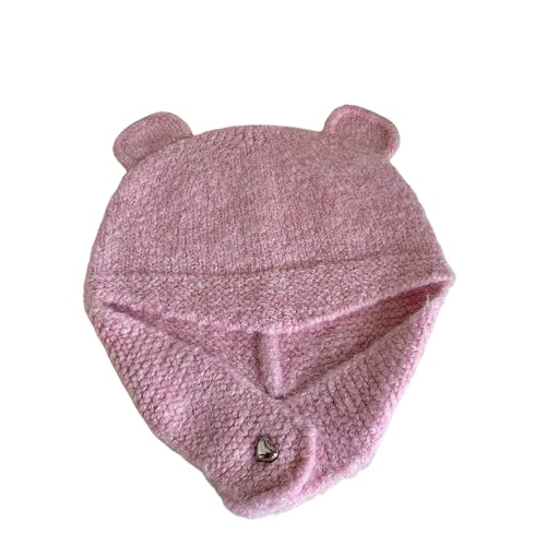 XOJSSLKX Strickmützen Hüte Mützen Caps Beanie Mütze Beanie Strickmütze Damen 56-58Cm Rosa von XOJSSLKX