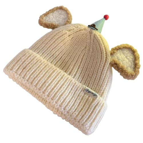 XOJSSLKX Strickmützen Hüte Mützen Caps Beanie Mütze Beanie Strickmütze Damen Erwachsene Beige von XOJSSLKX