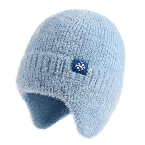 XOJSSLKX Strickmützen Hüte Mützen Caps Beanie Mütze Beanie Strickmütze Damen Erwachsene Hellblau von XOJSSLKX