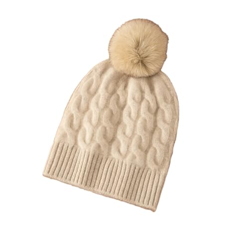 XOJSSLKX Strickmützen Hüte Mützen Caps Beanie Mütze Beanie Strickmütze Damen OneSize Beige von XOJSSLKX