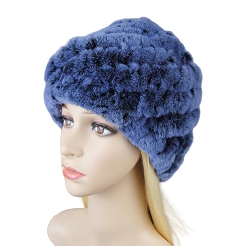 XOJSSLKX Strickmützen Hüte Mützen Caps Beanie Mütze Beanie Strickmütze Damen OneSize Blau von XOJSSLKX