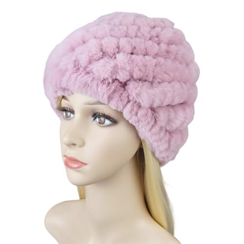 XOJSSLKX Strickmützen Hüte Mützen Caps Beanie Mütze Beanie Strickmütze Damen OneSize Rosa von XOJSSLKX