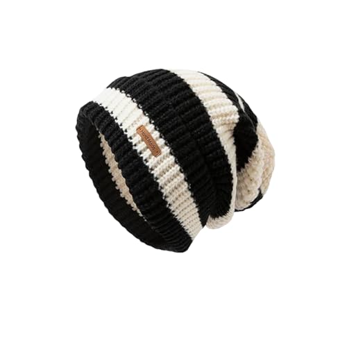 XOJSSLKX Strickmützen Hüte Mützen Caps Beanie Mütze Beanie Strickmütze Damen Schwarz von XOJSSLKX