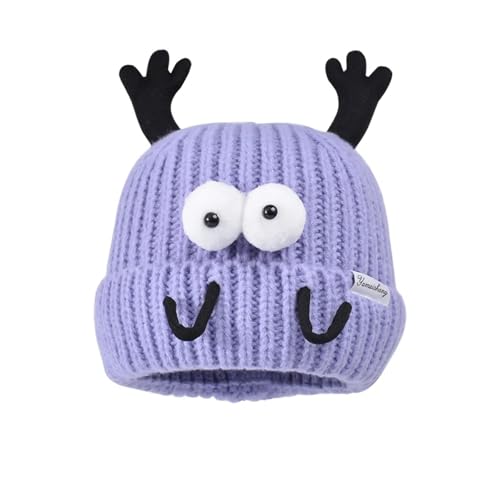 XOJSSLKX Strickmützen Hüte Mützen Caps Beanie Mütze Beanie Strickmütze Für Damen 55-60Cm Violett von XOJSSLKX