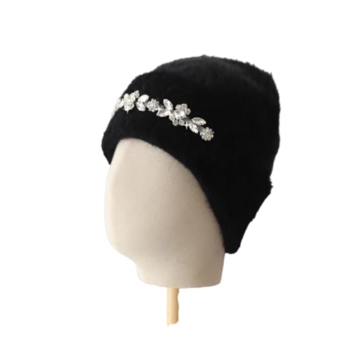 XOJSSLKX Strickmützen Hüte Mützen Caps Beanie Mütze Beanie Strickmütze Für Damen Schwarz von XOJSSLKX