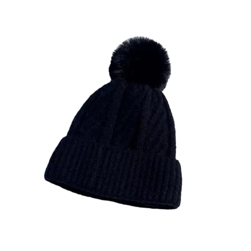 XOJSSLKX Strickmützen Hüte Mützen Caps Beanie Mütze Beanie Strickmütze Für Damen Schwarz von XOJSSLKX