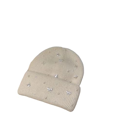 XOJSSLKX Strickmützen Hüte Mützen Caps Beanie Mütze Beanie Strickmütze Für Erwachsene Damen Beige von XOJSSLKX