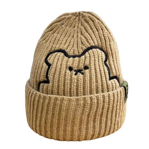 XOJSSLKX Strickmützen Hüte Mützen Caps Beanie Mütze Beanie Strickmützen Damen Erwachsene Khaki von XOJSSLKX