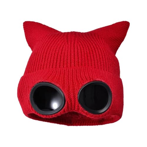 XOJSSLKX Strickmützen Hüte Mützen Caps Beanie Mütze Beanie Strickmützen Unisex 55-58Cm Rot von XOJSSLKX