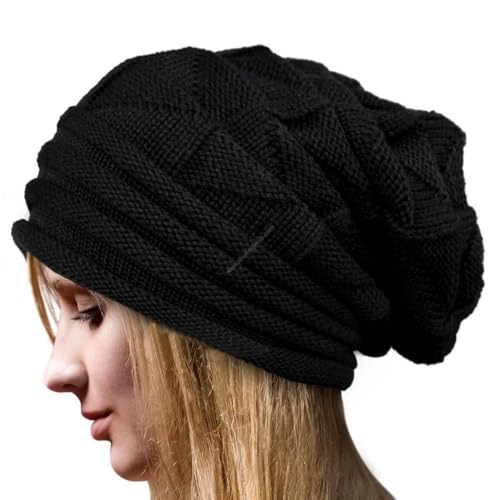 XOJSSLKX Strickmützen Hüte Mützen Caps Beanie Mütze Beanie Unisex Strickmütze Schwarz von XOJSSLKX