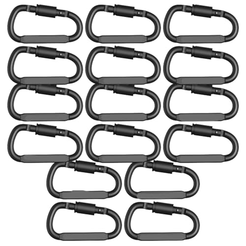 Karabinerhaken 2–20 Stück Mini-Karabiner-Clips, Alluminum-Legierung, D-Ring-Schnalle, Feder-Snap-Clip-Haken, Schlüsselanhänger-Karabiner for Schlüssel, Kletterwerkzeuge(Black 16PCS) von XPJYUA