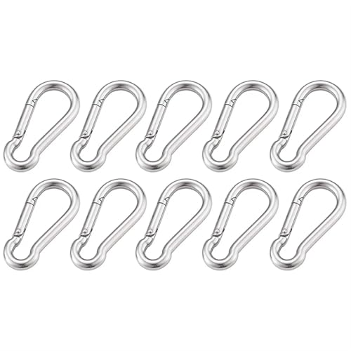 Karabinerhaken 304 Edelstahl Schraubverschluss Kletterausrüstung Karabiner Schnellverbindungen Sicherheitskarabinerhaken Kettenverbindungsring Karabiner Kettenschnalle(M6,10PCS) von XPJYUA