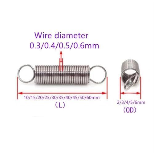 XPJYUA Zugfeder 10 Teile/los Zugfeder Edelstahl Zugfeder Zugfedern Zugfeder Edelstahl(25mm(L),3MM (OD)_0.6MM 10PCS) von XPJYUA