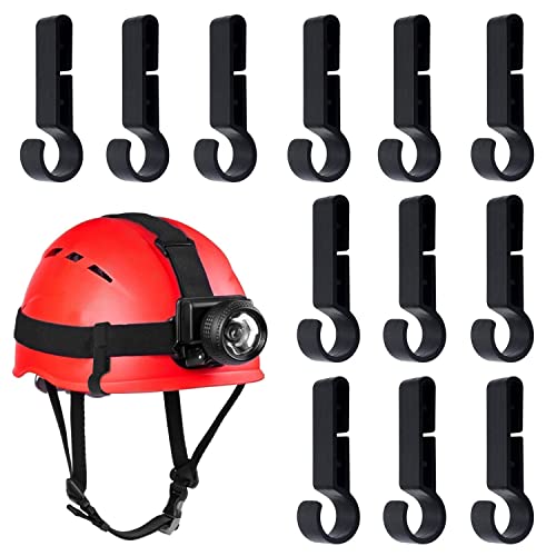 XPOOP 12 Stücke Helmclips für Scheinwerfer, Schwarz Stirnlampen Clips-Hardhat, Helm-Scheinwerfer-Clips, Scheinwerferhaken, für Feeignet für Alle Arten von Scheinwerfern, Schutzhelm von XPOOP