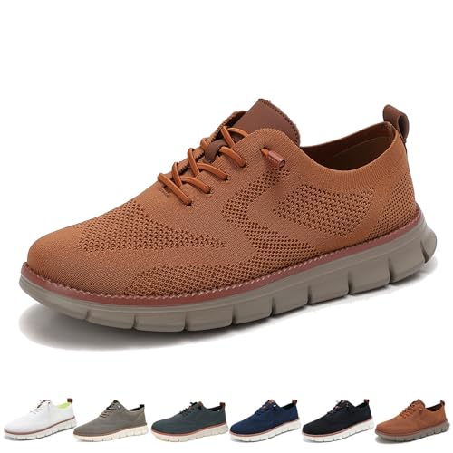 XQILGVF Freizeitschuhe für Herren, atmungsaktive, leichte Wanderschuhe aus Mesh, ultrabequeme Freizeitschuhe (Brown,47) von XQILGVF