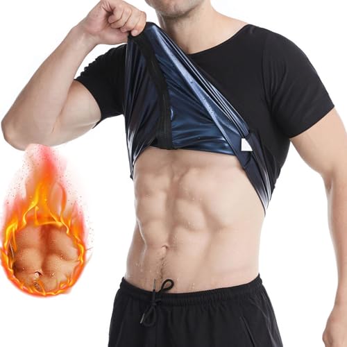 XQILGVF Infernowear Sauna Tech, Gynäkomastie-Kompressionsweste mit Reißverschluss, Saunashirt für Männer, Kompressions-Tanktop (Blue,L/XL) von XQILGVF