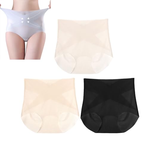 XQILGVF Nahtlose Formende Slips aus Eisseide, ultraschlanke Bauch-Weg-Hüft-Lift-Slips, Formende Unterwäsche mit hoher Taille (3pcs C,L) von XQILGVF