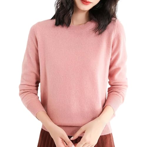 XQILGVF Pullover für Damen, weicher Rundhalspullover, modische Strickoberteile für den Herbst (Pink,XXL) von XQILGVF