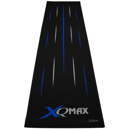 Dartmatte 237x60cm mit Motivwahl Dartteppich mit Abwurflinie grau schwarz rot blau Turniermatte Steeldart Matte Darts (Dartmatte Streifen blau 237x60cm) von XQmax