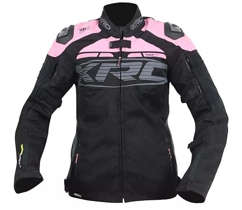 XRC Moos WTP Motorradjacke für Damen, Wasserdicht, Atmungsaktiv, mit Protektoren, Schwarz/Rose, XL XRC Moos WTP Motorradjacke für Damen, Wasserdicht, Atmungsaktiv, mit Protektoren, Schwarz/Rose, XL von XRC